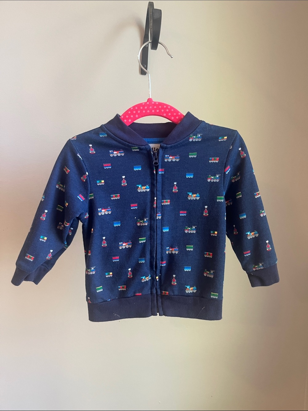 Bundles Baby Place Navy Infant Zip-Front Jacket with Train Pattern